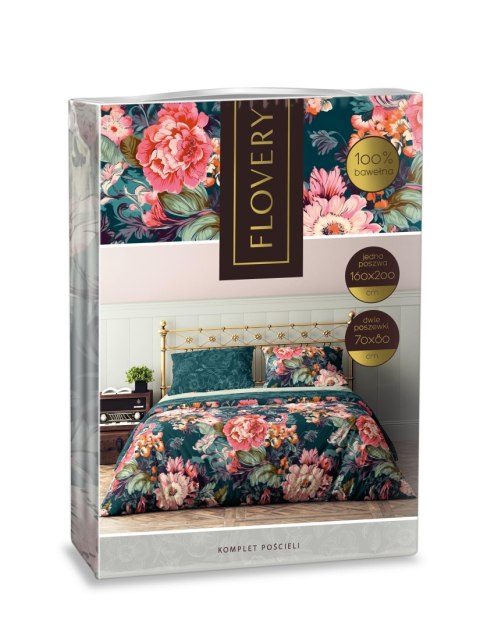 Pościel bawełniana 160x200 Flovery 006 kwiaty turkusowa różowa 23 Faro Pościel bawełniana 160x200 Flovery 006 kwiaty turkusowa różowa 23 Faro