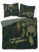 Pościel bawełniana 220x200 5123A zielona butelkowa złota liście napisy Holland Home 33 Pościel bawełniana 220x200 5123A zielona butelkowa złota liście napisy Holland Home 33
