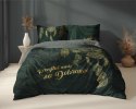 Pościel bawełniana 220x200 5123A zielona butelkowa złota liście napisy Holland Home 33 Pościel bawełniana 220x200 5123A zielona butelkowa złota liście napisy Holland Home 33