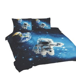 Pościel bawełniana 220x200 Kosmos czarna niebieska Universal Matex