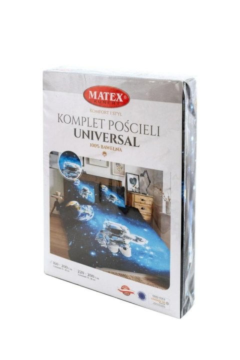 Pościel bawełniana 220x200 Kosmos czarna niebieska Universal Matex Pościel bawełniana 220x200 Kosmos czarna niebieska Universal Matex