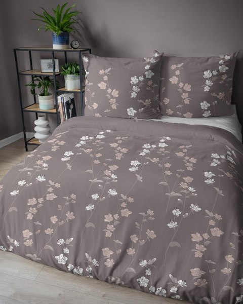 Pościel bawełniana 220x200 beżowa ciemna różowa kwiatki 5250 A Bawełna 48 Pościel bawełniana 220x200 beżowa ciemna różowa kwiatki 5250 A Bawełna 48