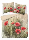 Pościel bawełniana 220x200 beżowa czerwona kwiaty maki łąka 5286 A Holland 52 Pościel bawełniana 220x200 beżowa czerwona kwiaty maki łąka 5286 A Holland 52