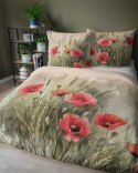 Pościel bawełniana 220x200 beżowa czerwona kwiaty maki łąka 5286 A Holland 52 Pościel bawełniana 220x200 beżowa czerwona kwiaty maki łąka 5286 A Holland 52