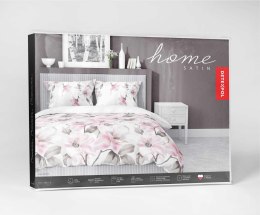 Pościel satynowa 180x200 biała pudrowa kwiaty 4821 B Home Satin 11