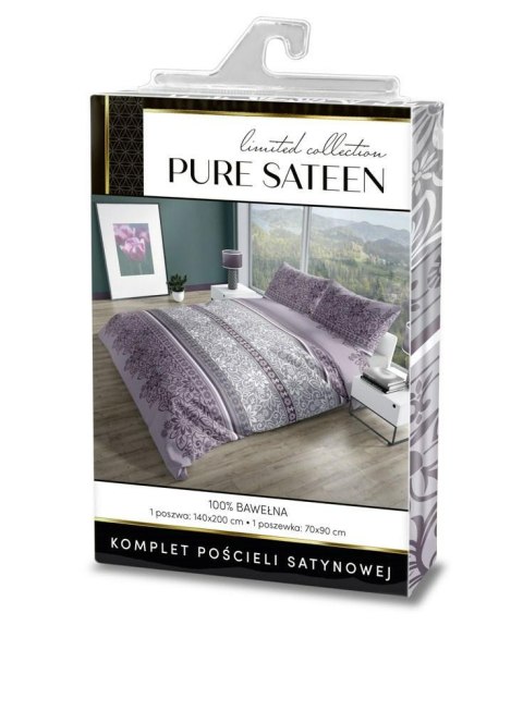 Pościel satynowa 220x200 Pure Sateen 004 fioletowa kwiaty Faro Pościel satynowa 220x200 Pure Sateen 004 fioletowa kwiaty Faro