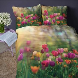 Pościel z mikrofibry 3D 160x200 zielona kolorowa tulipany 5318 A mikro 28