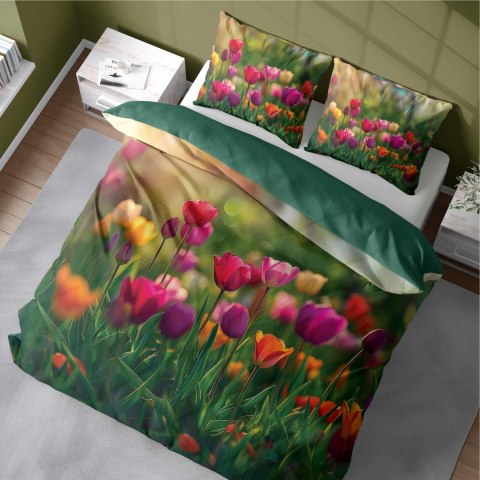 Pościel z mikrofibry 3D 160x200 zielona kolorowa tulipany 5318 A mikro 28 Pościel z mikrofibry 3D 160x200 zielona kolorowa tulipany 5318 A mikro 28