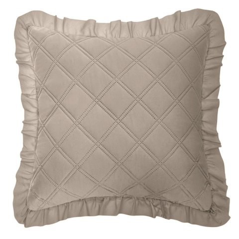 Poszewka z falbanką 45x45 Ruffy taupe falbanka romby glamour dekoracyjna do narzuty I2 Poszewka z falbanką 45x45 Ruffy taupe falbanka romby glamour dekoracyjna do narzuty I2