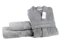 Szlafrok frotte unisex Opulence XL srebrny 450 gsm ze 100% bawełny egipskiej Nefretete