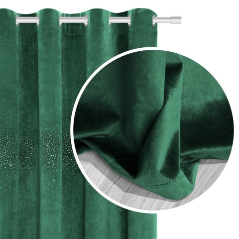 Zasłona gotowa na przelotkach 140x250 zielona butelkowa welurowa z kryształkami Shiny Zasłona gotowa na przelotkach 140x250 zielona butelkowa welurowa z kryształkami Shiny