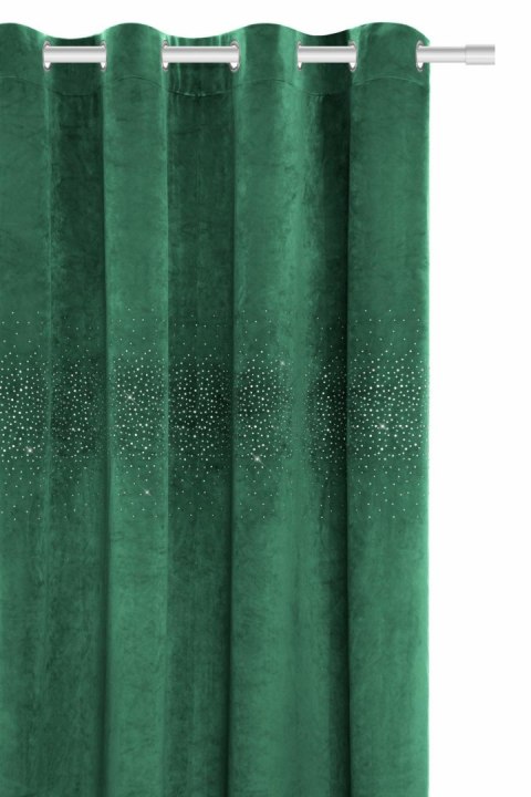 Zasłona gotowa na przelotkach 140x250 zielona butelkowa welurowa z kryształkami Shiny Zasłona gotowa na przelotkach 140x250 zielona butelkowa welurowa z kryształkami Shiny