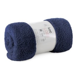 Koc narzuta na fotel typu flano 70x160 granatowy z mikrofibry miękki Lori D91
