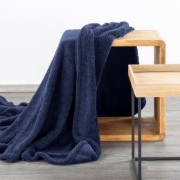 Koc narzuta na fotel typu flano 70x160 granatowy z mikrofibry miękki Lori D91