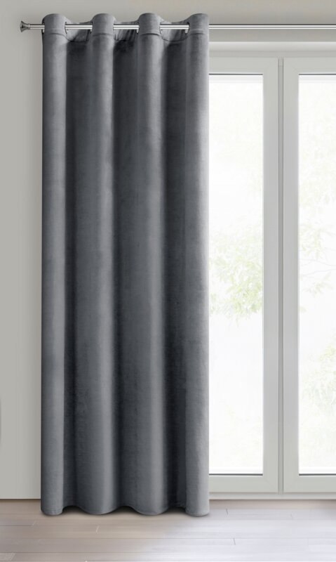 Komplet zasłon 2szt 140x250 Darla grafitowy welurowy na przelotkach Komplet zasłon 2szt 140x250 Darla grafitowy welurowy na przelotkach