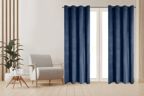 Komplet zasłon 2szt 140x250 Darla granatowy welurowy na przelotkach Komplet zasłon 2szt 140x250 Darla granatowy welurowy na przelotkach