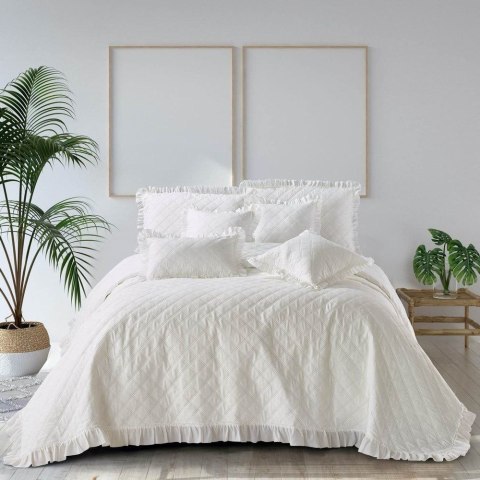 Narzuta z falbanką 160x220 Ruffy falbanka romby glamour dekoracyjna Narzuta z falbanką 160x220 Ruffy falbanka romby glamour dekoracyjna