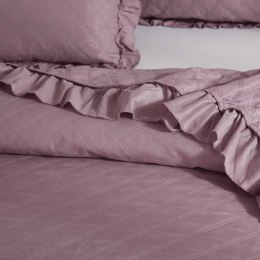Narzuta z falbanką 200x220 Ruffy pudrowa ciemna falbanka romby glamour dekoracyjna I2
