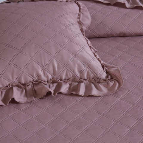 Narzuta z falbanką 200x220 Ruffy pudrowa ciemna falbanka romby glamour dekoracyjna I2 Narzuta z falbanką 200x220 Ruffy pudrowa ciemna falbanka romby glamour dekoracyjna I2