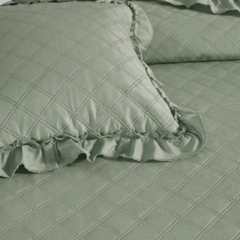 Narzuta z falbanką 200x220 Ruffy szałwiowa falbanka romby glamour dekoracyjna I2 Narzuta z falbanką 200x220 Ruffy szałwiowa falbanka romby glamour dekoracyjna I2