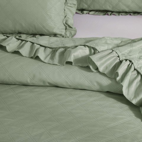 Narzuta z falbanką 200x220 Ruffy szałwiowa falbanka romby glamour dekoracyjna I2 Narzuta z falbanką 200x220 Ruffy szałwiowa falbanka romby glamour dekoracyjna I2