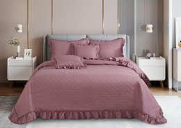 Narzuta z falbanką 240x220 Ruffy pudrowa ciemna falbanka romby glamour dekoracyjna I2