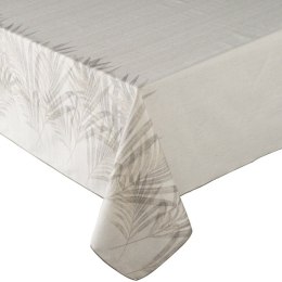 Obrus 145x300 Ines 11 beżowy z nadrukiem liści Eurofirany