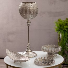 Patera ceramiczna 46x16x9 Ameli srebrna w kształcie łódki dekoracyjna Eurofirany