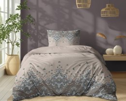 Pościel bawełniana 140x200 Beżowa z ornamentem - orientalny wzór paisley, 100% bawełna - 5338 A - Soft Meadow