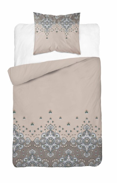 Pościel bawełniana 140x200 Beżowa z ornamentem - orientalny wzór paisley, 100% bawełna - 5338 A - Soft Meadow Pościel bawełniana 140x200 Beżowa z ornamentem - orientalny wzór paisley, 100% bawełna - 5338 A - Soft Meadow
