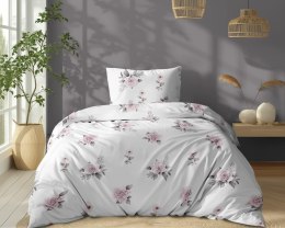 Pościel bawełniana 140x200 Biała w pudrowe róże - romantyczny motyw, 100% bawełna - 5342 B - Soft Meadow
