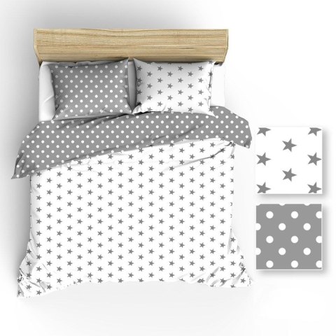 Pościel bawełniana 140x200 R009 szara biała gwiazdki grochy 126N 45N Pościel bawełniana 140x200 R009 szara biała gwiazdki grochy 126N 45N