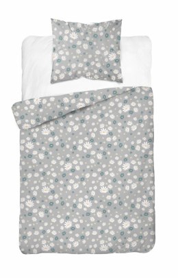 Pościel bawełniana 140x200 Szara w stokrotki - kwiatowy wzór, 100% bawełna - 5337 A - Soft Meadow