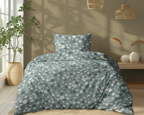 Pościel bawełniana 140x200 Zielona w stokrotki - letni motyw kwiatowy, 100% bawełna - 5337 B - Soft Meadow Pościel bawełniana 140x200 Zielona w stokrotki - letni motyw kwiatowy, 100% bawełna - 5337 B - Soft Meadow