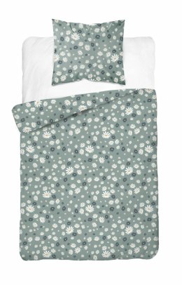 Pościel bawełniana 140x200 Zielona w stokrotki - letni motyw kwiatowy, 100% bawełna - 5337 B - Soft Meadow