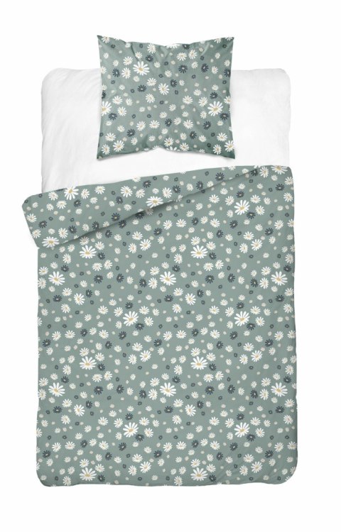 Pościel bawełniana 140x200 Zielona w stokrotki - letni motyw kwiatowy, 100% bawełna - 5337 B - Soft Meadow Pościel bawełniana 140x200 Zielona w stokrotki - letni motyw kwiatowy, 100% bawełna - 5337 B - Soft Meadow