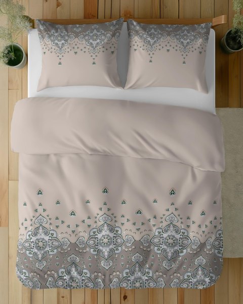 Pościel bawełniana 160x200 Beżowa z ornamentem - orientalny wzór paisley, 100% bawełna - 5338 A - Soft Meadow Pościel bawełniana 160x200 Beżowa z ornamentem - orientalny wzór paisley, 100% bawełna - 5338 A - Soft Meadow