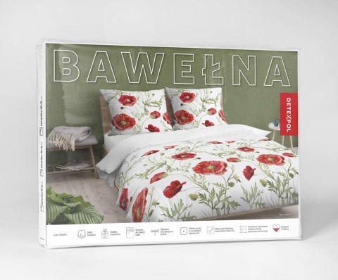 Pościel bawełniana 160x200 Biała w czerwone maki - romantyczna pościel w kwiatowy wzór, 100% bawełna - 5340 A - Soft Meadow Pościel bawełniana 160x200 Biała w czerwone maki - romantyczna pościel w kwiatowy wzór, 100% bawełna - 5340 A - Soft Meadow