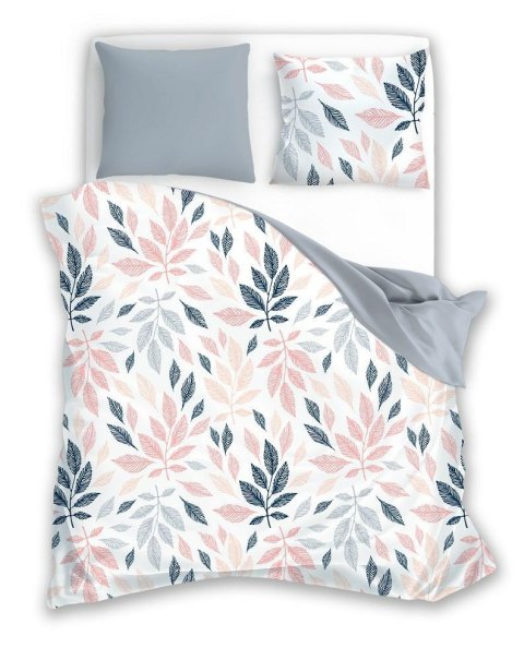 Pościel bawełniana 160x200 Liście morelowa szara granatowa Fashion 23 Faro Pościel bawełniana 160x200 Liście morelowa szara granatowa Fashion 23 Faro