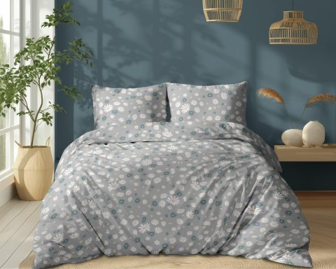 Pościel bawełniana 160x200 Szara w stokrotki - kwiatowy wzór, 100% bawełna - 5337 A - Soft Meadow Pościel bawełniana 160x200 Szara w stokrotki - kwiatowy wzór, 100% bawełna - 5337 A - Soft Meadow