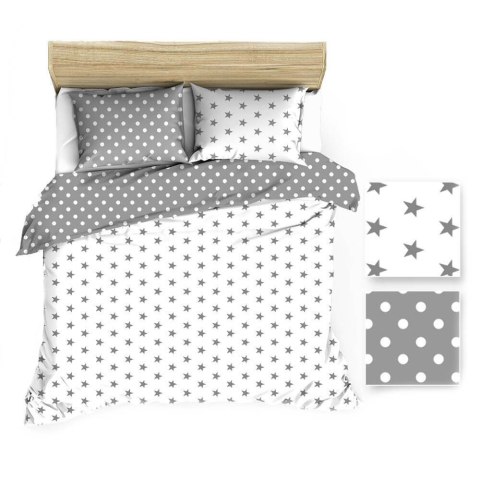 Pościel bawełniana 160x220 R009 szara biała gwiazdki grochy 126N 45N Pościel bawełniana 160x220 R009 szara biała gwiazdki grochy 126N 45N