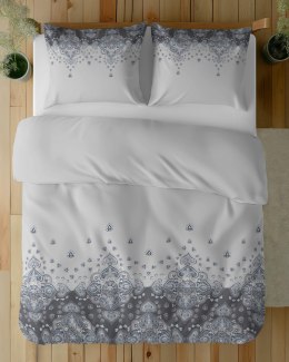 Pościel bawełniana 180x200 Biała z ornamentem - orientalny wzór paisley, 100% bawełna - 5338 B - Soft Meadow