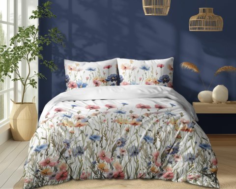 Pościel bawełniana 220x200 Biała w letnie łąkowe kwiaty - kolorowa pościel w stylu boho, 100% bawełna - 5341 A - Soft Meadow Pościel bawełniana 220x200 Biała w letnie łąkowe kwiaty - kolorowa pościel w stylu boho, 100% bawełna - 5341 A - Soft Meadow