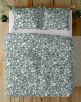 Pościel bawełniana 220x200 Zielona w stokrotki - letni motyw kwiatowy, 100% bawełna - 5337 B - Soft Meadow