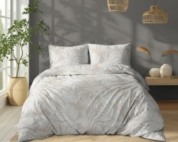 Pościel bawełniana 220x200 Beżowa w liście - tropikalny wzór, 100% bawełna - 5335 B - Soft Meadow