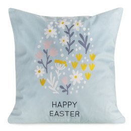 Poszewka świąteczna 45x45 Wiosna 11 niebieska żółta Happy Easter welurowa Eurofirany