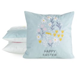 Poszewka świąteczna 45x45 Wiosna 11 niebieska żółta Happy Easter welurowa Eurofirany
