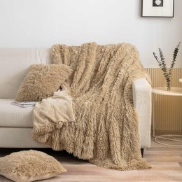 Koc narzuta 200x220 Yeti włochacz beżowy futrzak na łóżko