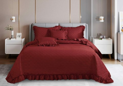 Narzuta z falbanką 240x220 Ruffy bordowa falbanka romby glamour dekoracyjna I2 Narzuta z falbanką 240x220 Ruffy bordowa falbanka romby glamour dekoracyjna I2