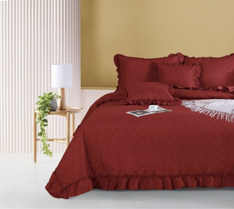 Narzuta z falbanką 240x220 Ruffy bordowa falbanka romby glamour dekoracyjna I2 Narzuta z falbanką 240x220 Ruffy bordowa falbanka romby glamour dekoracyjna I2